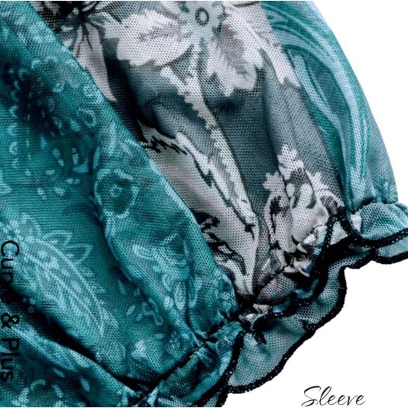 CIDER CURVE & PLUS SIZE Summer Blues Flowy Mini dress. - Picture 6 of 16